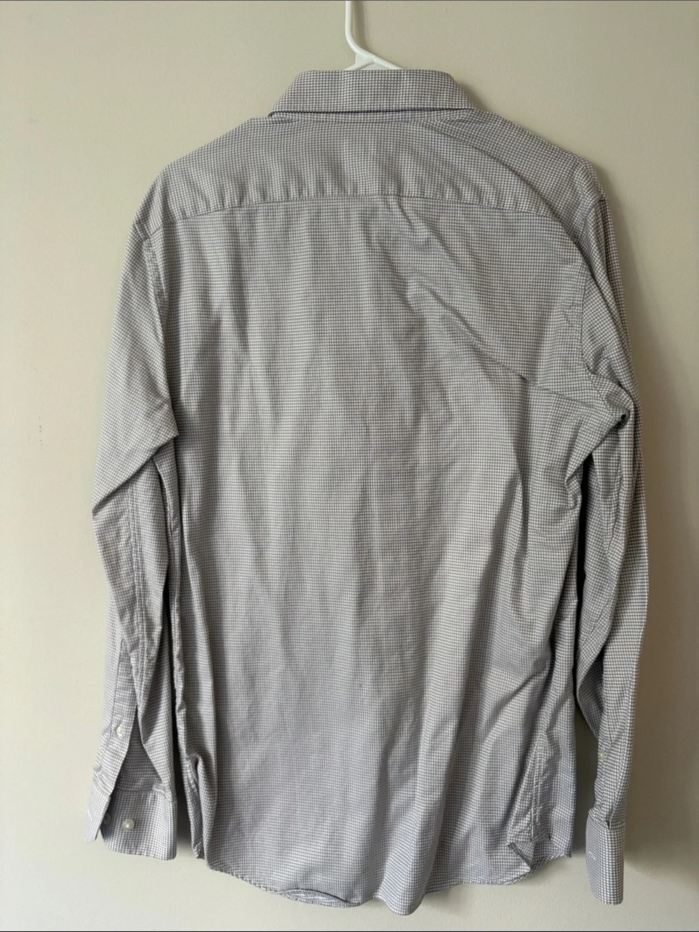 Banana Republic Men's Light Gray Micro-Check Dress Shirt